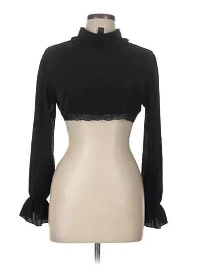 Pre-owned Romwe Long Sleeve Blouse In Black