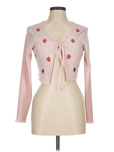 Pre-owned Romwe Long Sleeve Blouse In Pink