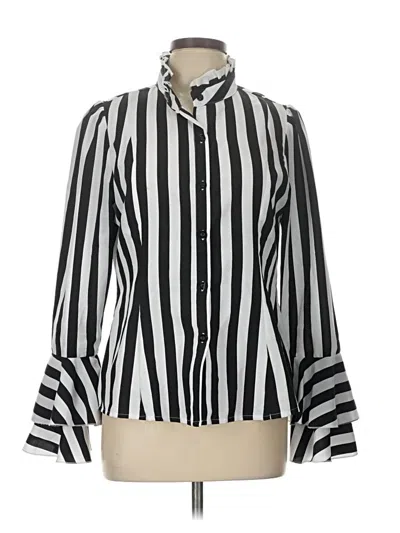 Pre-owned Romwe Long Sleeve Blouse In Silver