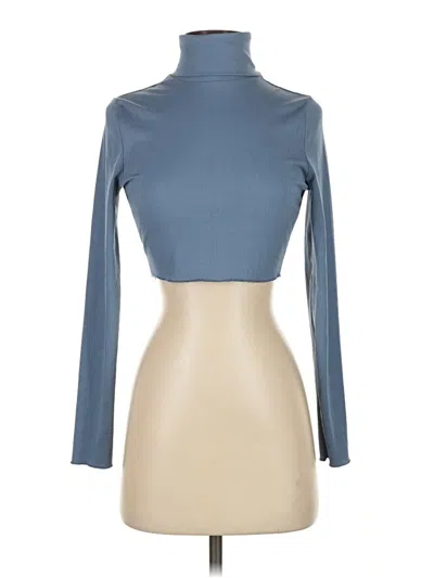 Pre-owned Romwe Long Sleeve Top Blue Turtleneck Tops