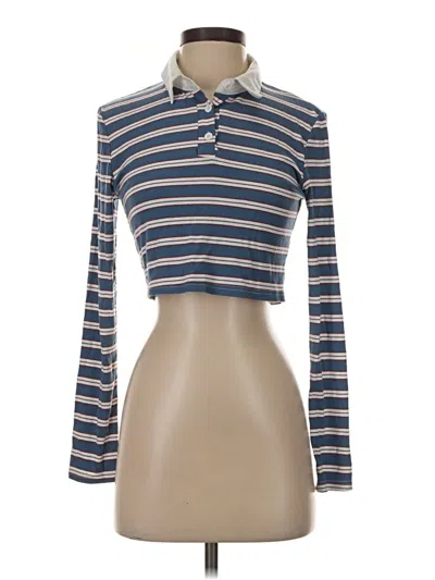 Pre-owned Romwe Long Sleeve Top Blue Turtleneck Tops