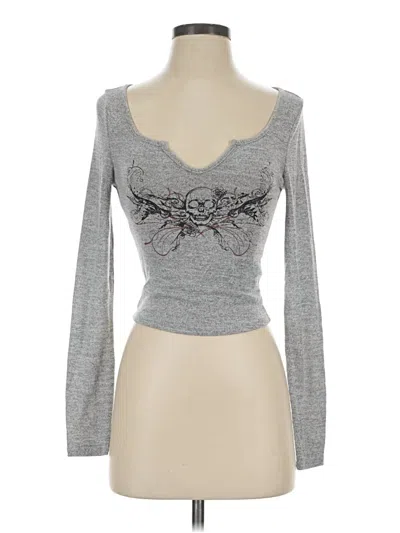 Pre-owned Romwe Long Sleeve Top Gray Sweetheart Neckline Tops
