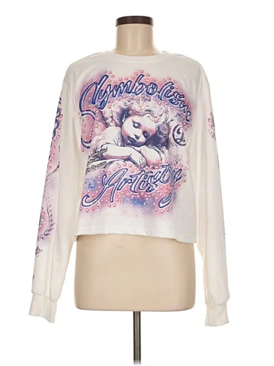 Pre-owned Romwe Long Sleeve Top Ivory Crew Neck Tops