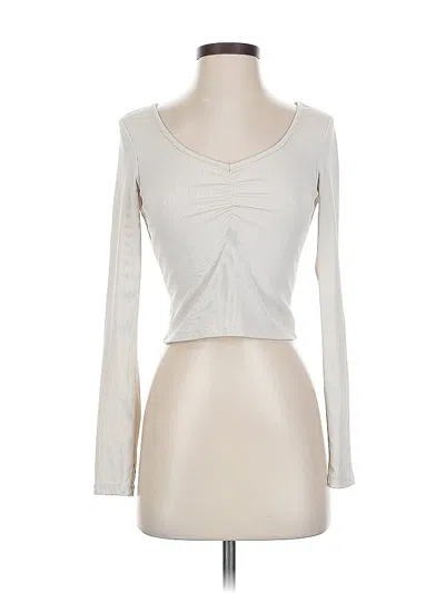 Pre-owned Romwe Long Sleeve Top Ivory Sweetheart Neckline Tops In White