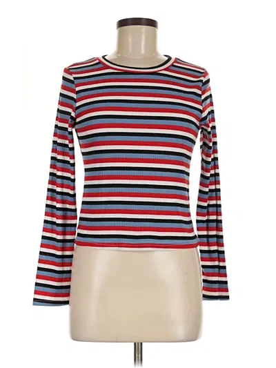 Pre-owned Romwe Long Sleeve Top Red Boatneck Tops