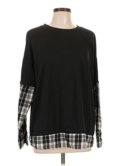 Pre-owned Romwe Long Sleeve T-shirt In Black