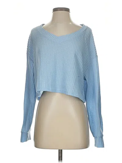 Pre-owned Romwe Long Sleeve T-shirt In Blue