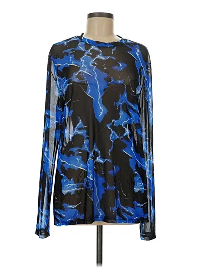 Pre-owned Romwe Long Sleeve T-shirt In Blue