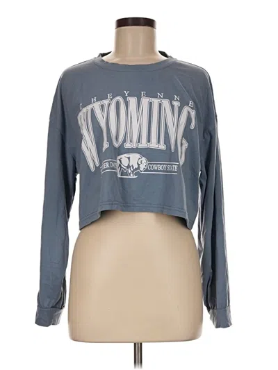 Pre-owned Romwe Long Sleeve T-shirt In Blue