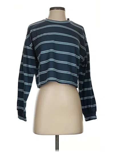 Pre-owned Romwe Long Sleeve T-shirt In Blue