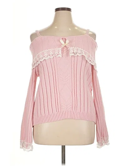 Pre-owned Romwe Pullover Sweater In Pink