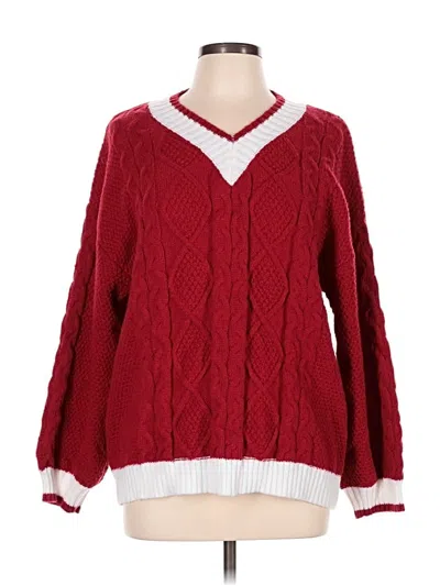 Pre-owned Romwe Pullover Sweater In Red