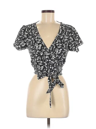 Pre-owned Romwe Short Sleeve Blouse In Black