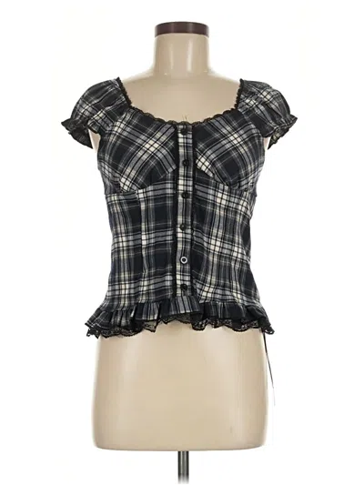 Pre-owned Romwe Short Sleeve Blouse In Black