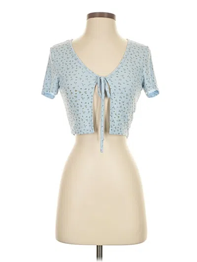 Pre-owned Romwe Short Sleeve Blouse In Blue