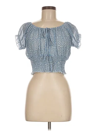 Pre-owned Romwe Short Sleeve Blouse In Blue