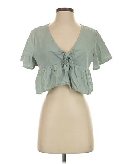 Pre-owned Romwe Short Sleeve Blouse In Green