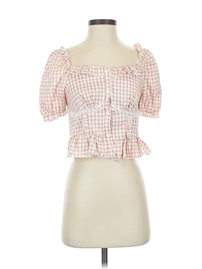 Pre-owned Romwe Short Sleeve Blouse In Pink