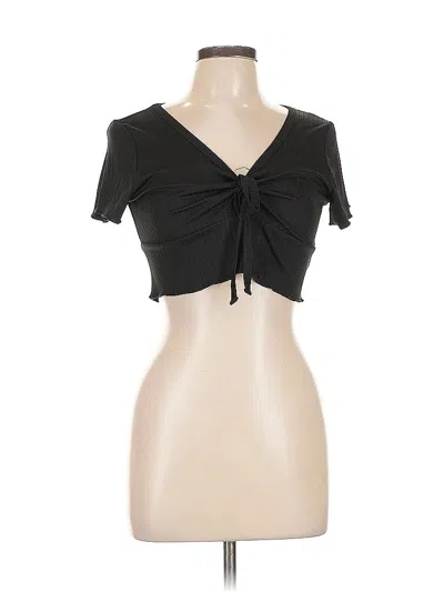 Pre-owned Romwe Short Sleeve T-shirt In Black