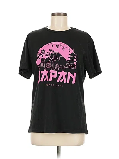 Pre-owned Romwe Short Sleeve T-shirt In Black