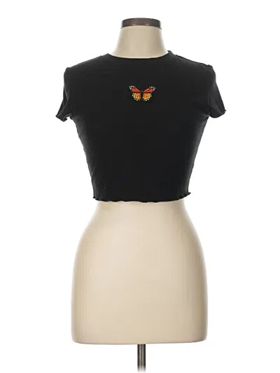 Pre-owned Romwe Short Sleeve Top Black Keyhole Neckline Tops