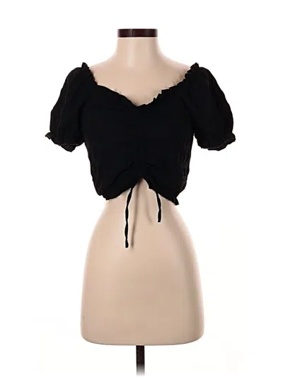 Pre-owned Romwe Short Sleeve Top Black Sweetheart Neckline Tops