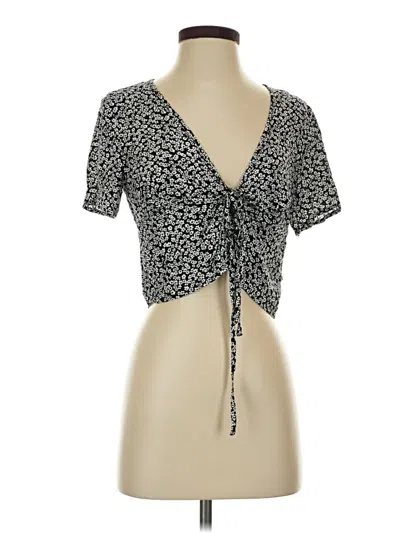Pre-owned Romwe Short Sleeve Top Black Sweetheart Neckline Tops