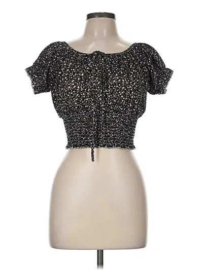 Pre-owned Romwe Short Sleeve Top Black Sweetheart Neckline Tops