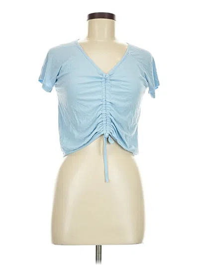 Pre-owned Romwe Short Sleeve Top Blue Sweetheart Neckline Tops