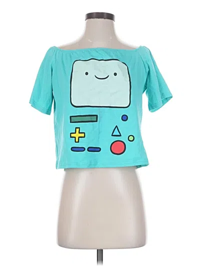 Pre-owned Romwe Short Sleeve Top Teal Square Neckline Tops
