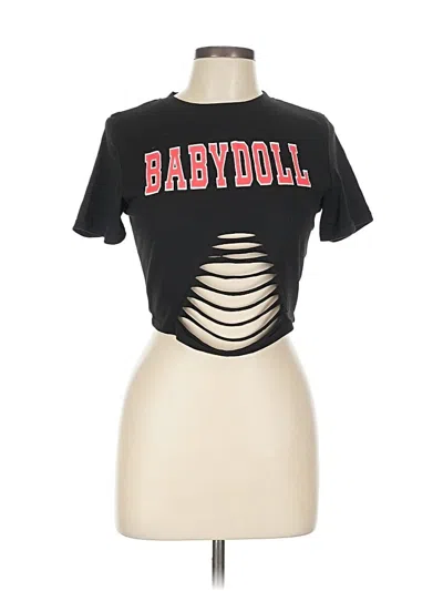 Pre-owned Romwe Short Sleeve T-shirt In Black