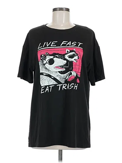 Pre-owned Romwe Short Sleeve T-shirt In Black