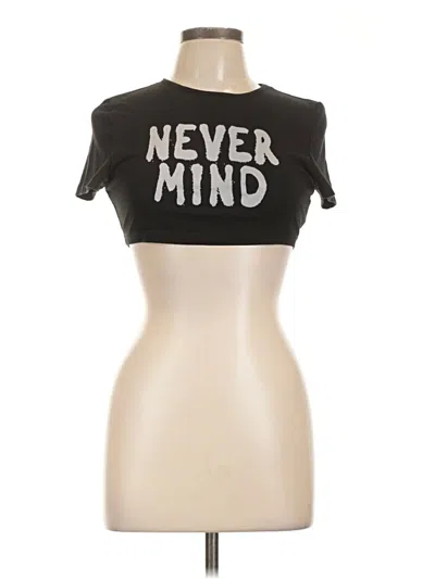 Pre-owned Romwe Short Sleeve T-shirt In Black