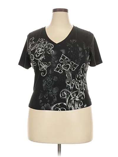 Pre-owned Romwe Short Sleeve T-shirt In Black
