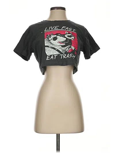 Pre-owned Romwe Short Sleeve T-shirt In Black