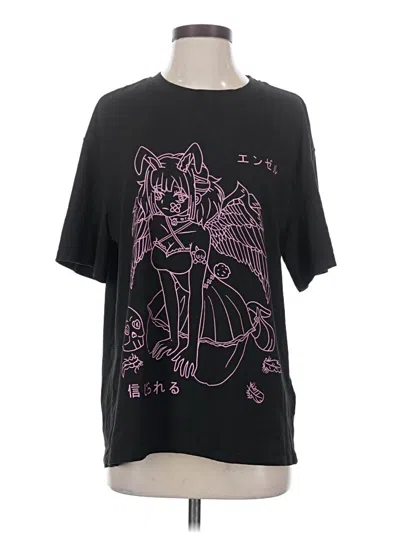 Pre-owned Romwe Short Sleeve T-shirt In Black
