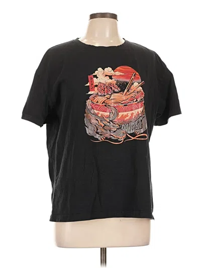 Pre-owned Romwe Short Sleeve T-shirt In Black