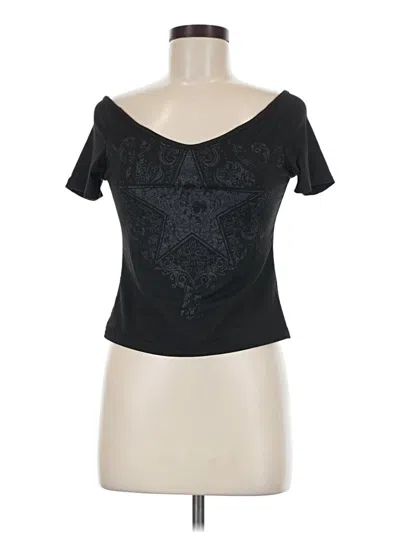 Pre-owned Romwe Short Sleeve T-shirt In Black