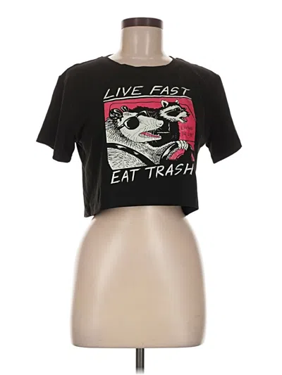 Pre-owned Romwe Short Sleeve T-shirt In Black