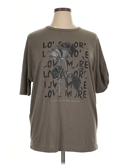 Pre-owned Romwe Short Sleeve T-shirt In Brown