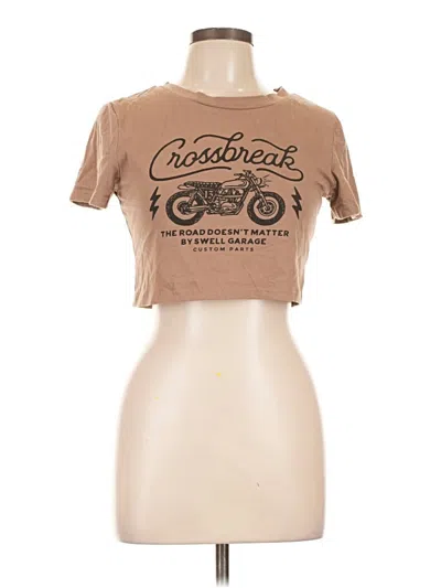 Pre-owned Romwe Short Sleeve T-shirt In Brown