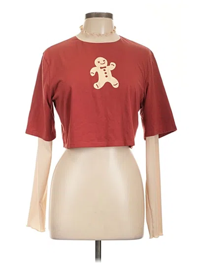 Pre-owned Romwe Short Sleeve T-shirt In Burgundy