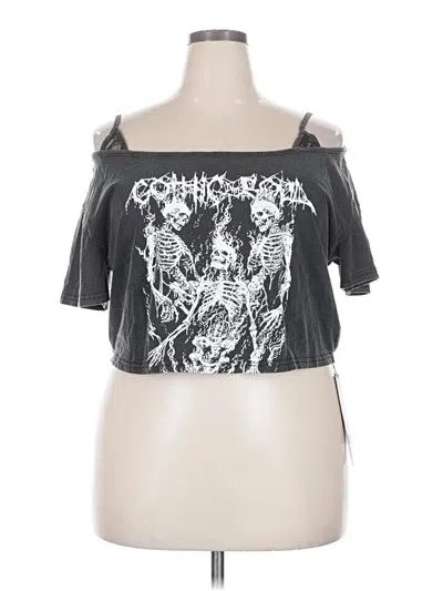 Pre-owned Romwe Short Sleeve T-shirt In Gray