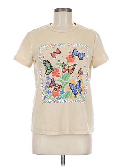 Pre-owned Romwe Short Sleeve T-shirt In Tan