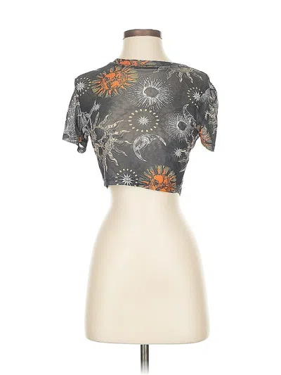 Pre-owned Romwe Short Sleeve Turtleneck In Gray