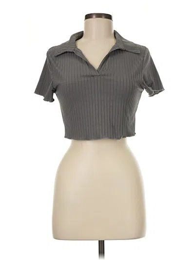Pre-owned Romwe Short Sleeve Turtleneck In Gray