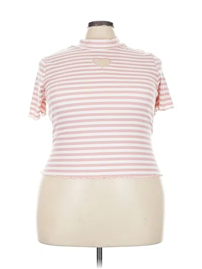 Pre-owned Romwe Short Sleeve Turtleneck In Pink