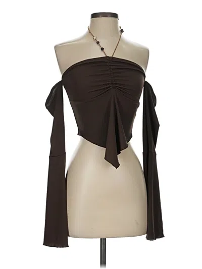 Pre-owned Romwe Sleeveless Blouse In Brown