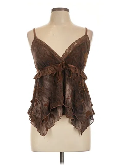 Pre-owned Romwe Sleeveless Blouse In Brown