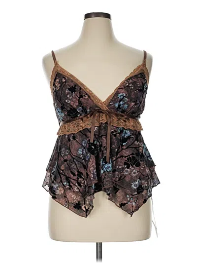 Pre-owned Romwe Sleeveless Blouse In Brown